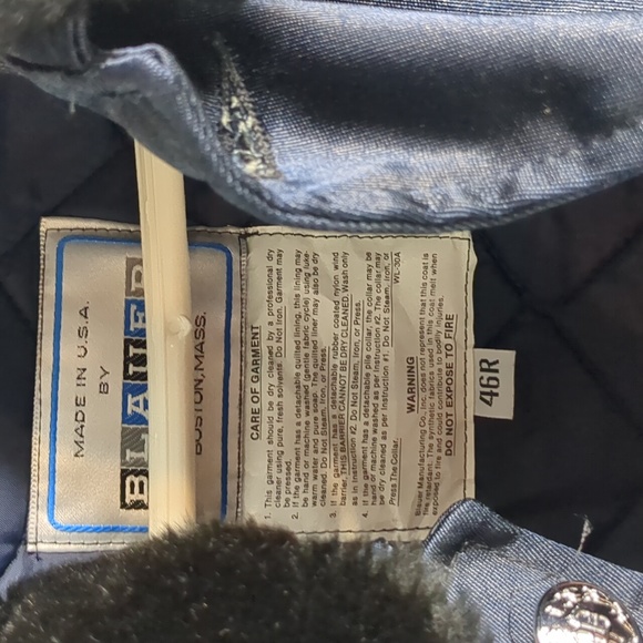 Vintage Police Jacket Men's Fits 46R 80s Bomber Fur Collared Lined Uniform Blue - Picture 8 of 10